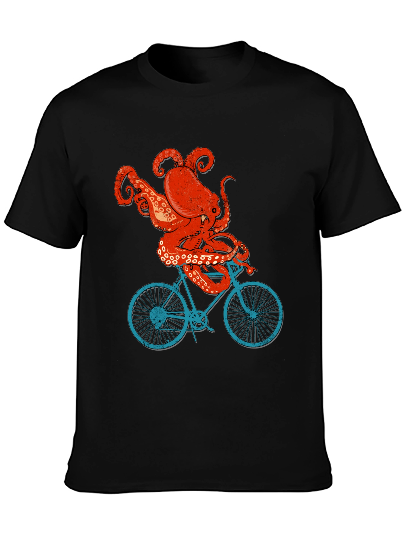 Octopus Riding Bike T-Shirt - Quirky Graphic Tee
