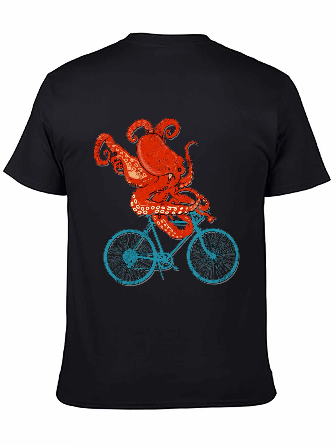 Octopus Riding Bike T-Shirt - Quirky Graphic Tee