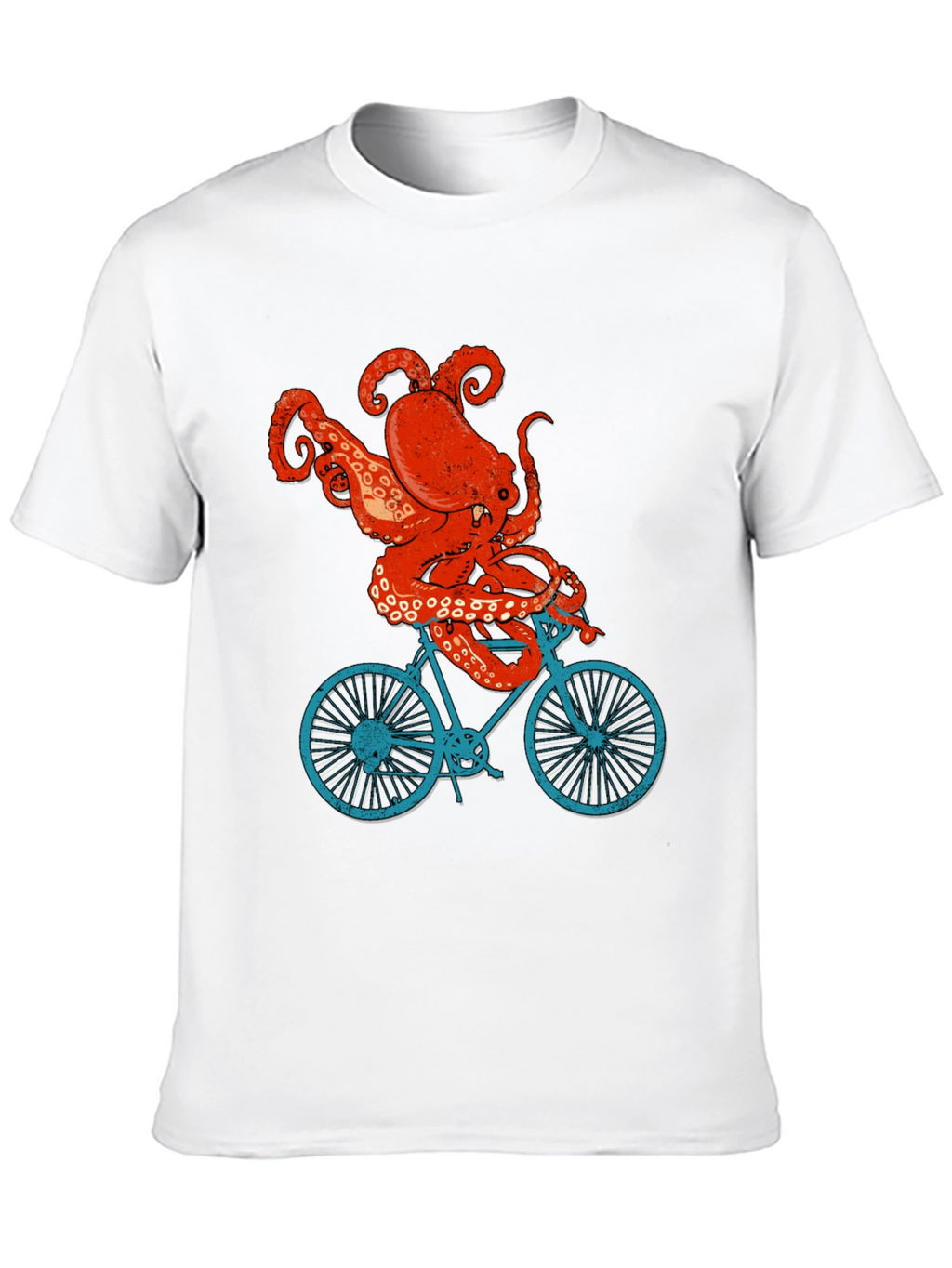 Octopus Riding Bike T-Shirt - Quirky Graphic Tee