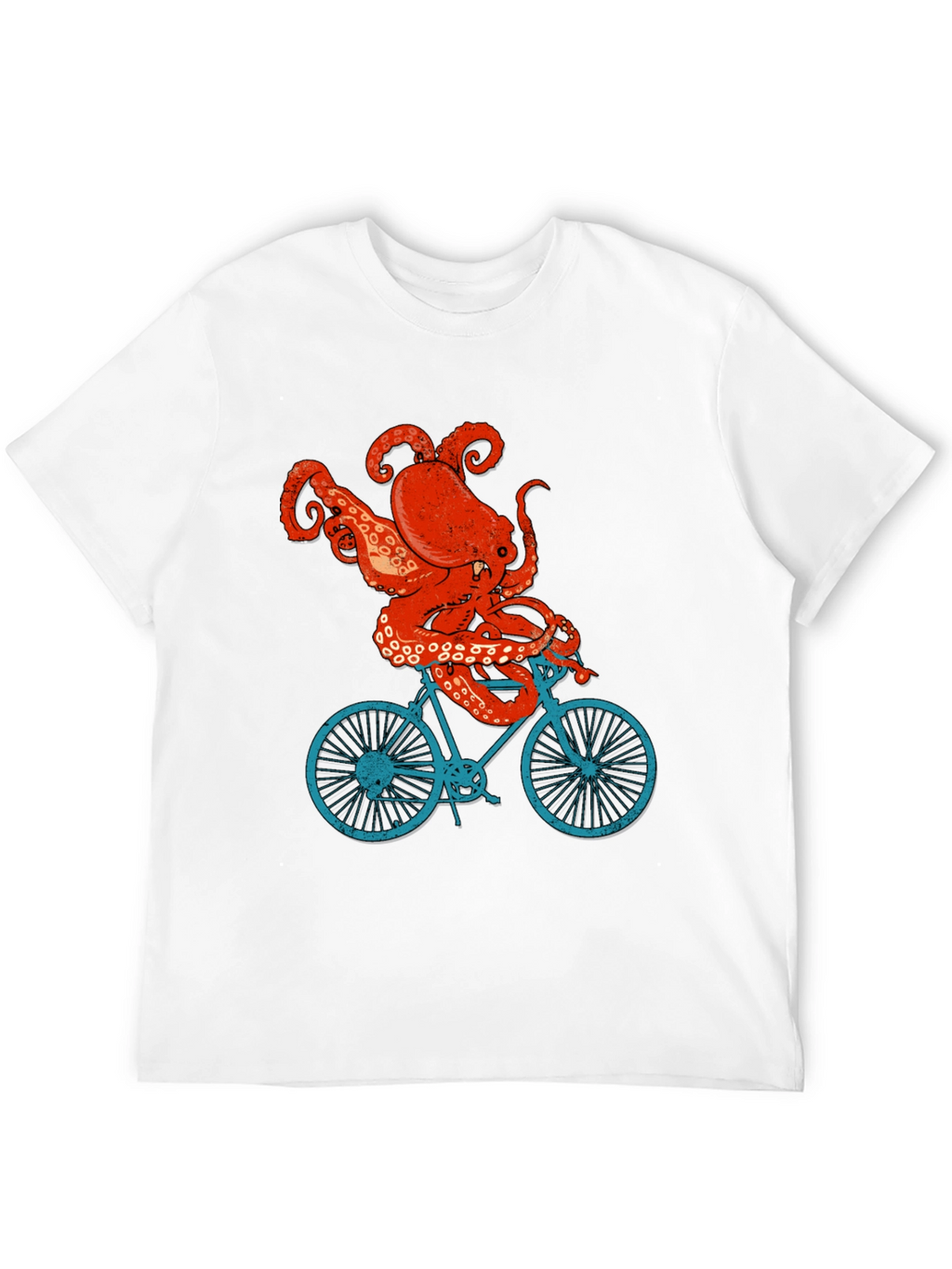 Octopus Riding Bike T-Shirt - Quirky Graphic Tee