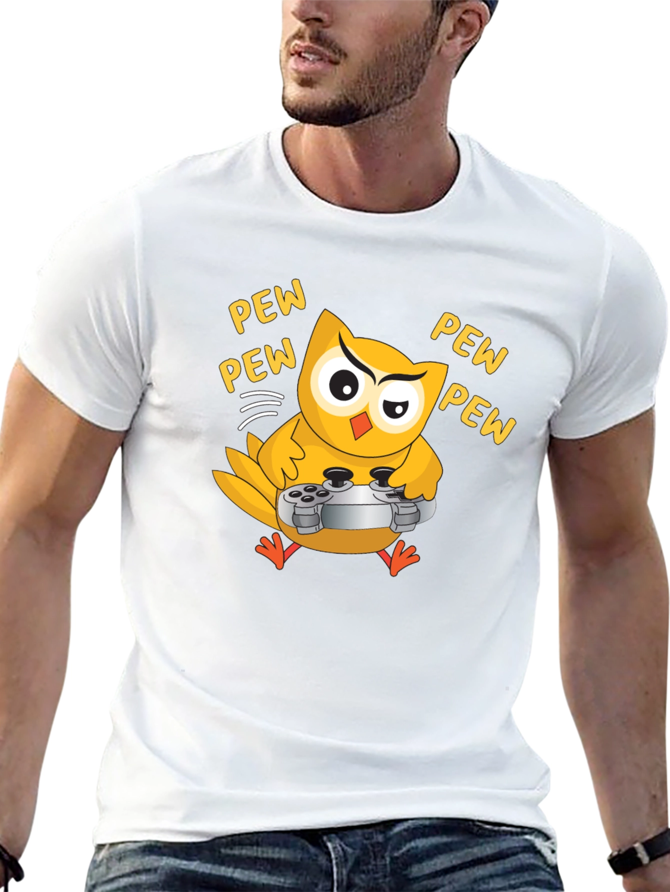 Gamer Owl T-Shirt - Pew Pew Design