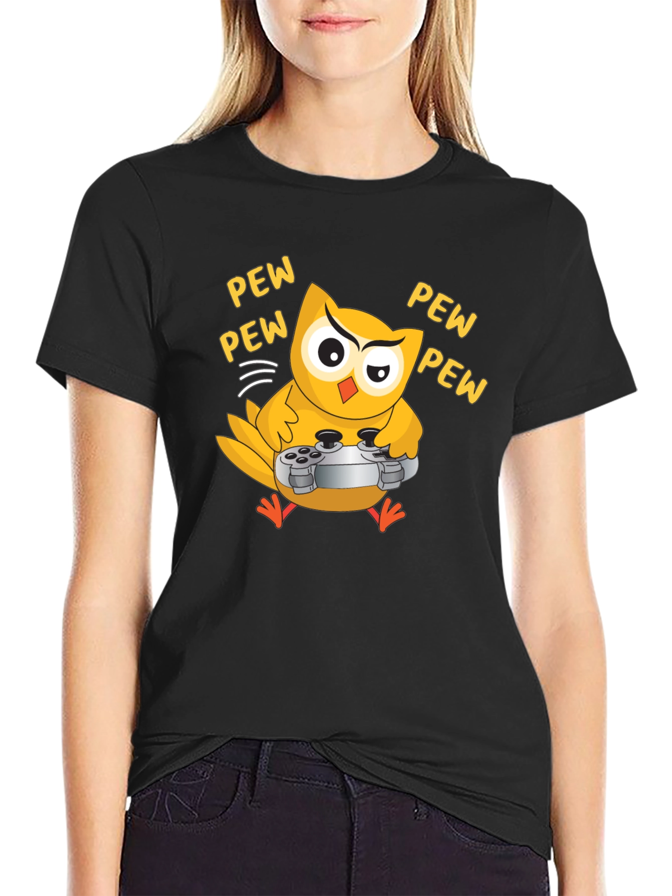Gamer Owl T-Shirt - Pew Pew Design