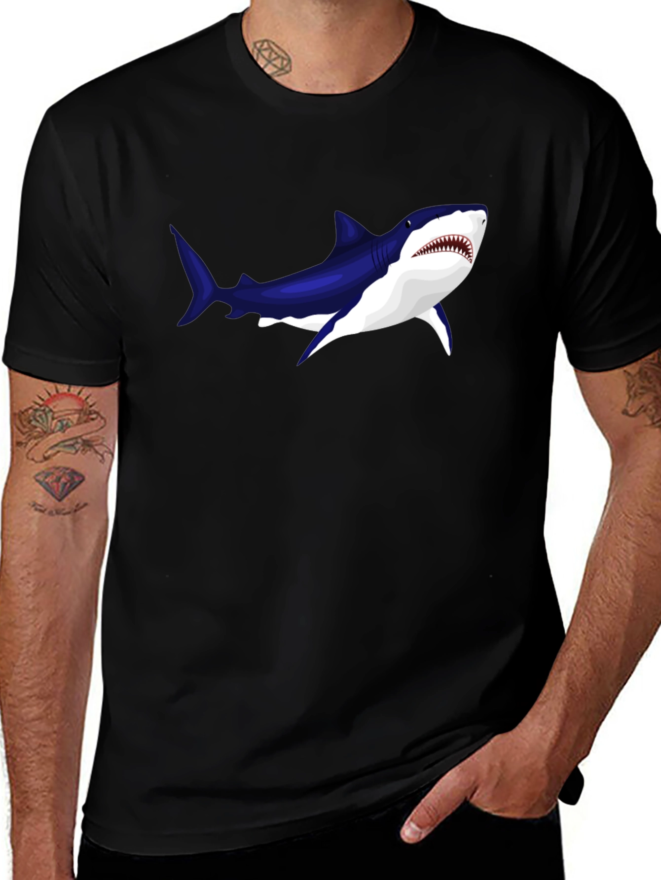 Cool Shark Graphic Black T-Shirt