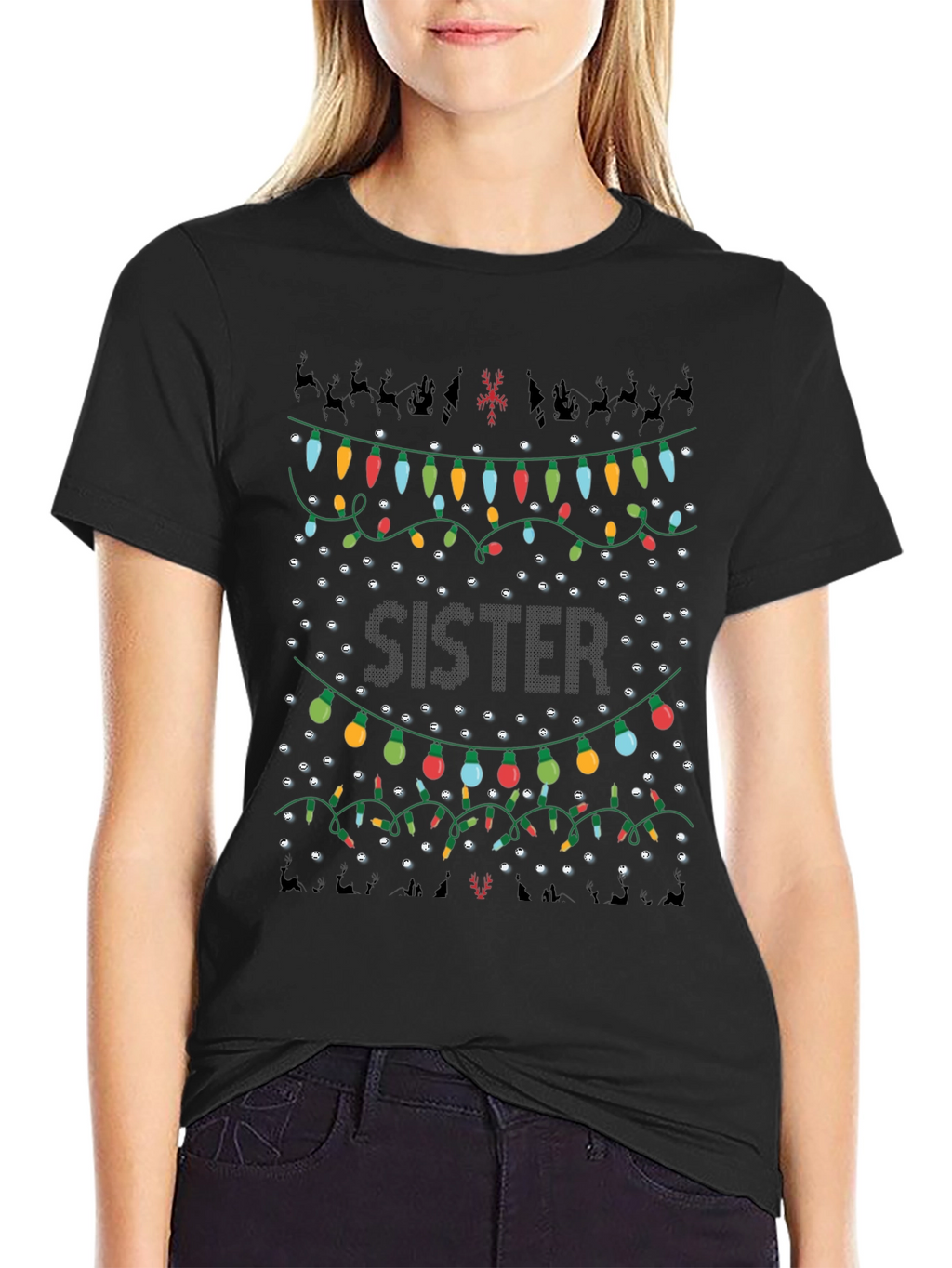 Sister Christmas Lights T-Shirt