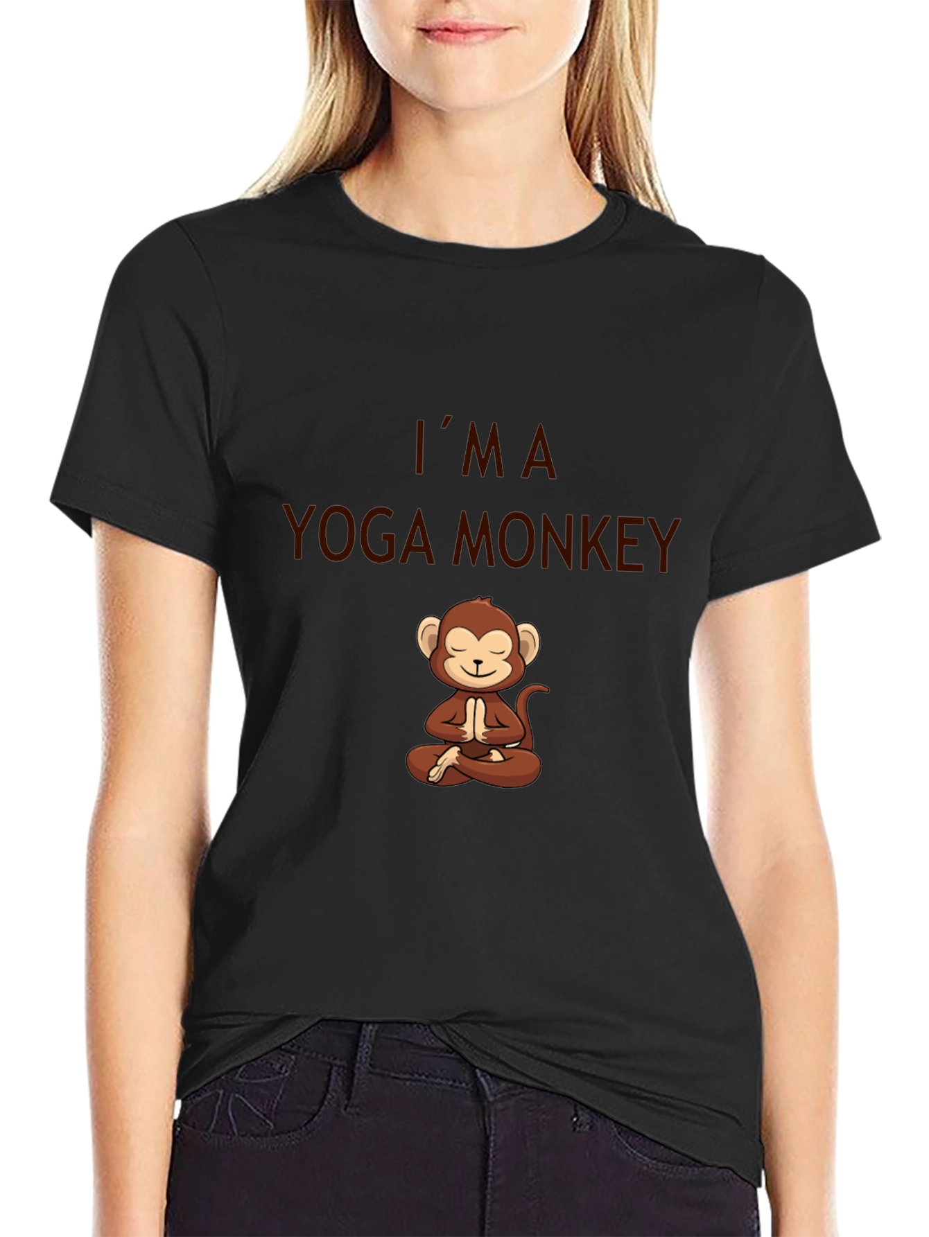Yoga Monkey T-Shirt - Mens Black Cotton Tee