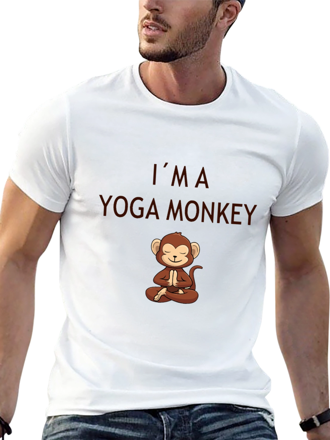 Yoga Monkey T-Shirt - Mens Black Cotton Tee
