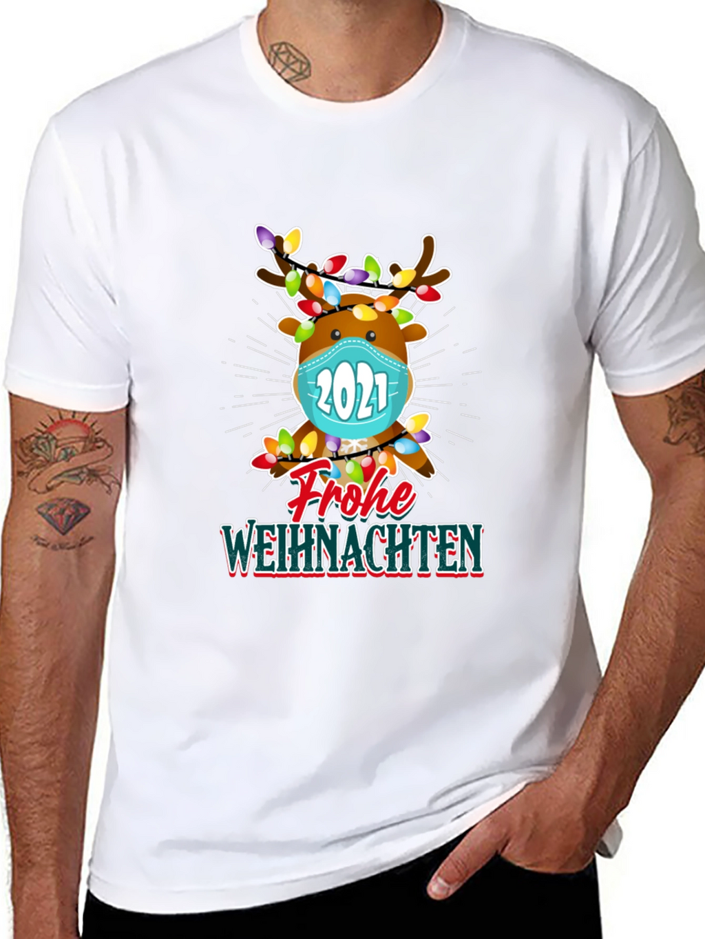 Festive Reindeer 2021 Christmas T-Shirt