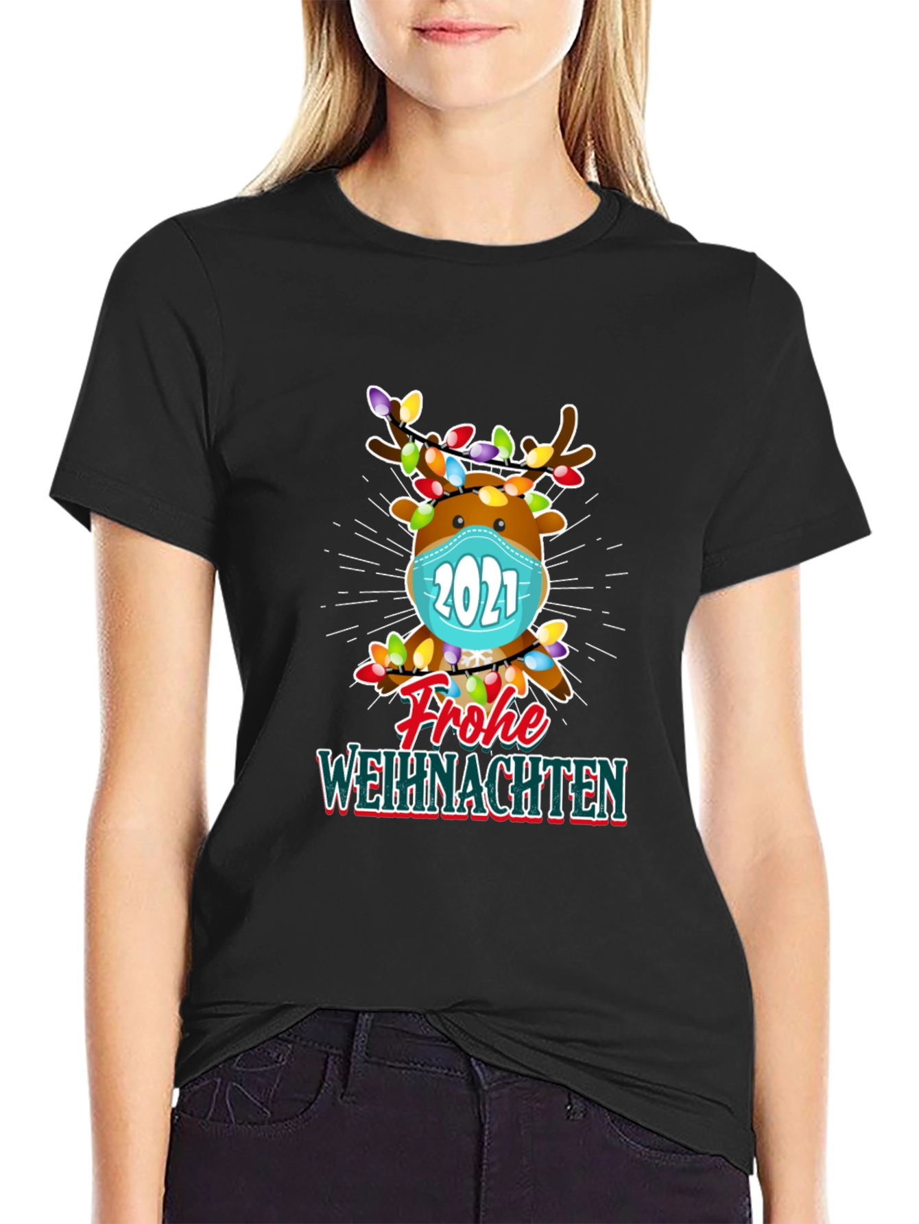 Festive Reindeer 2021 Christmas T-Shirt