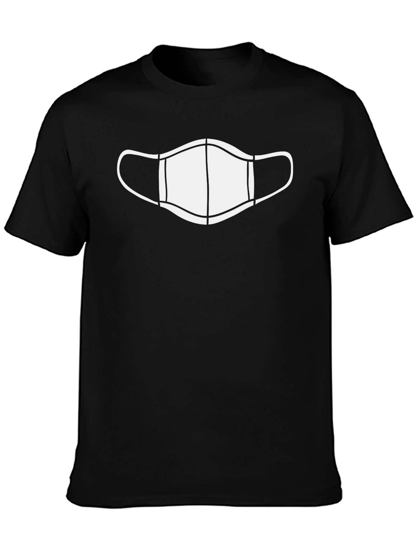 Face Mask Graphic Tee - Black Cotton T-Shirt