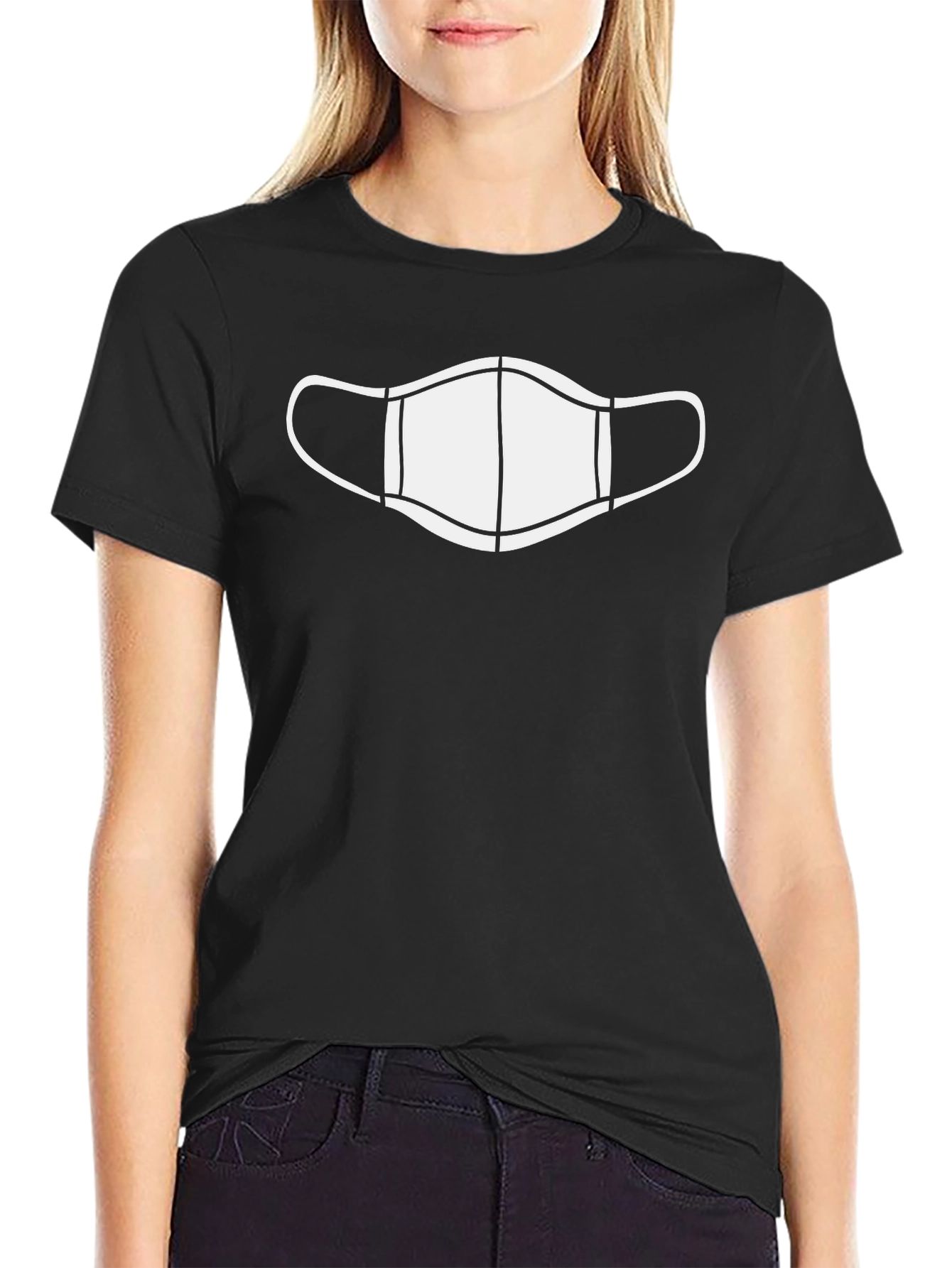 Face Mask Graphic Tee - Black Cotton T-Shirt