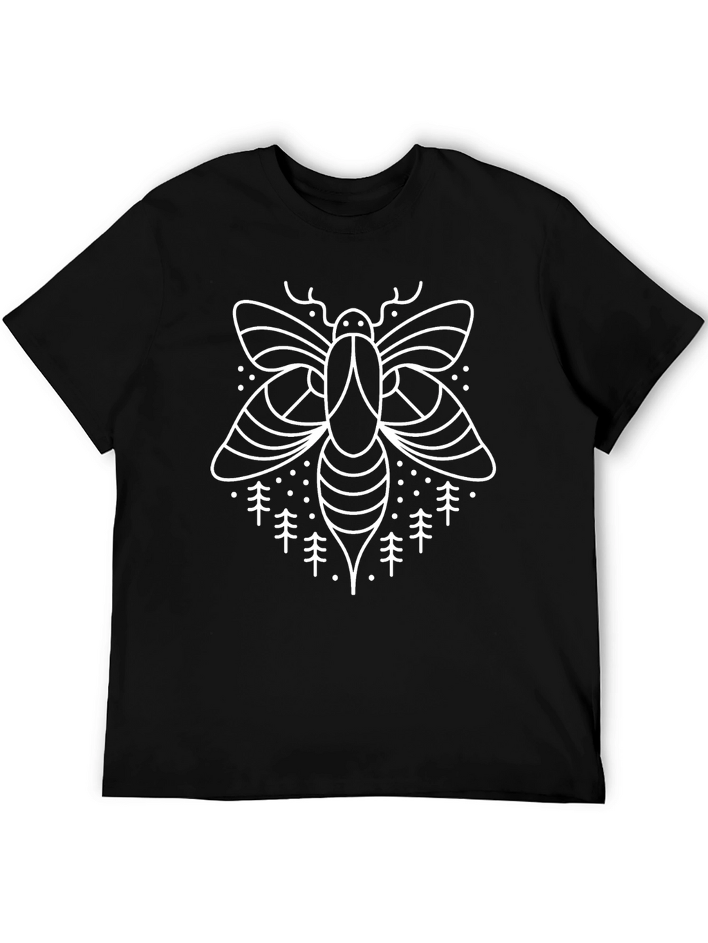 Nature Moth Graphic Tee - Black Cotton Shirt