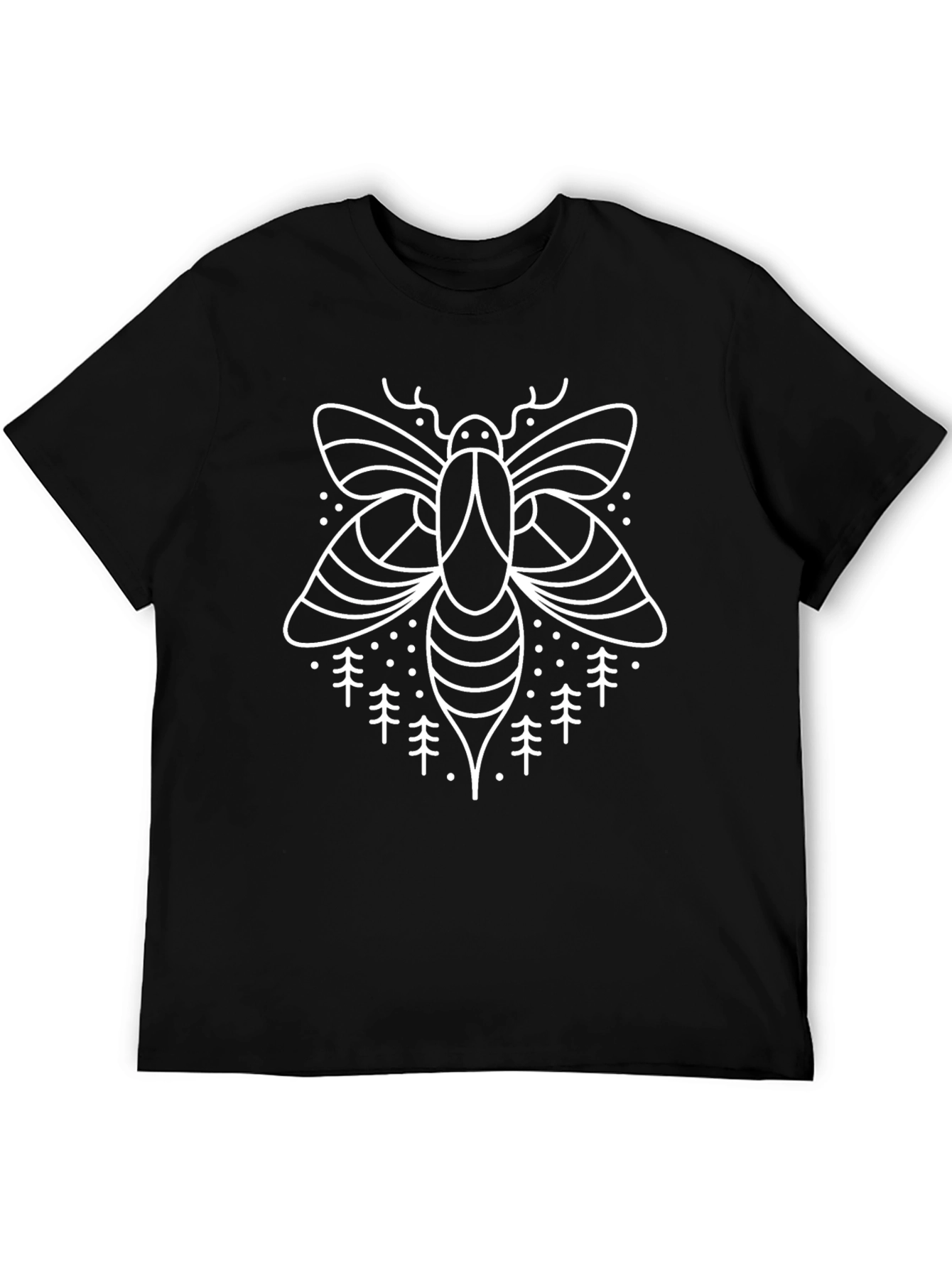 Nature Moth Graphic Tee - Black Cotton Shirt