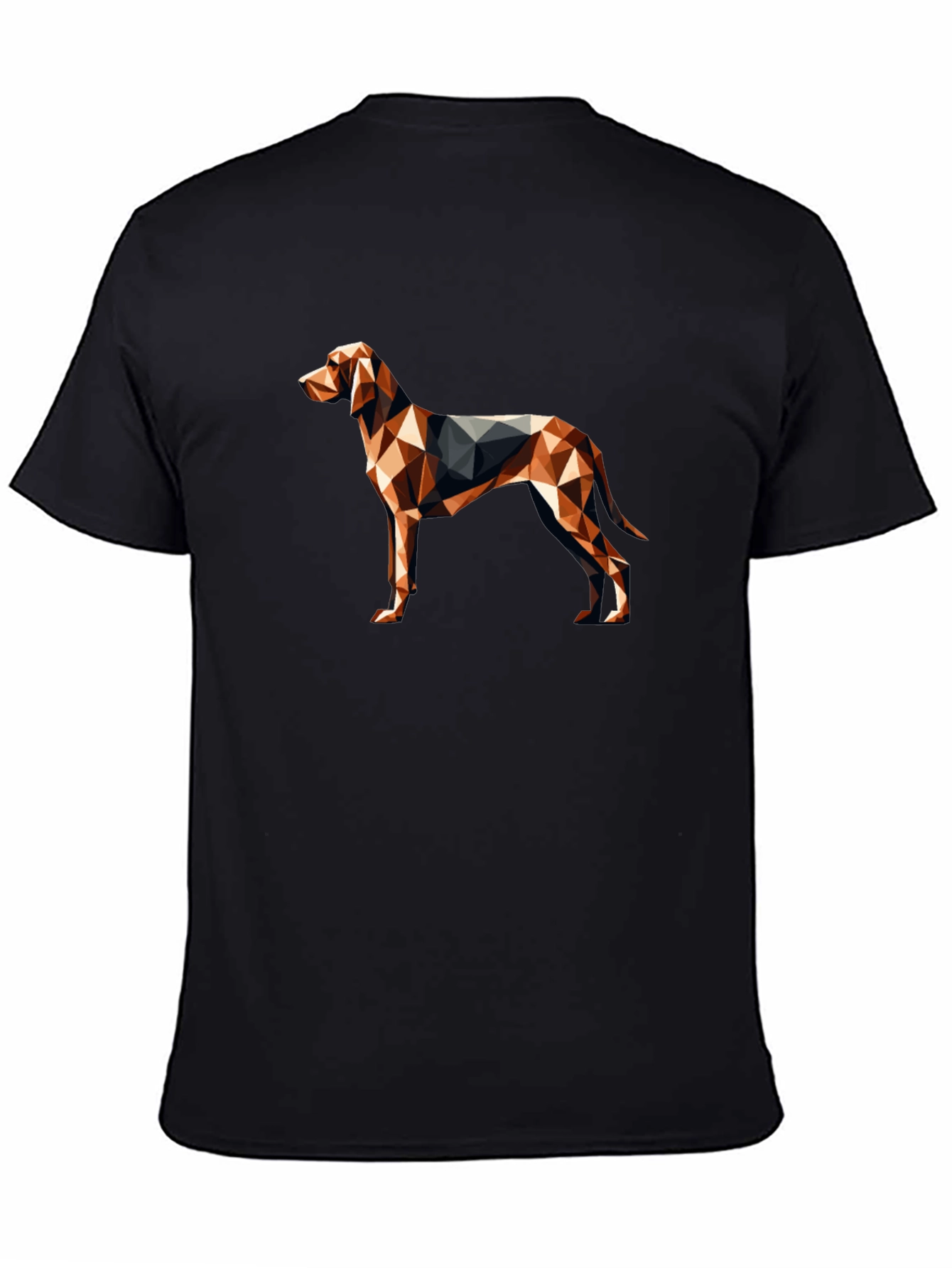 Geometric Dog Graphic Tee - Modern Mens Black T-Shirt