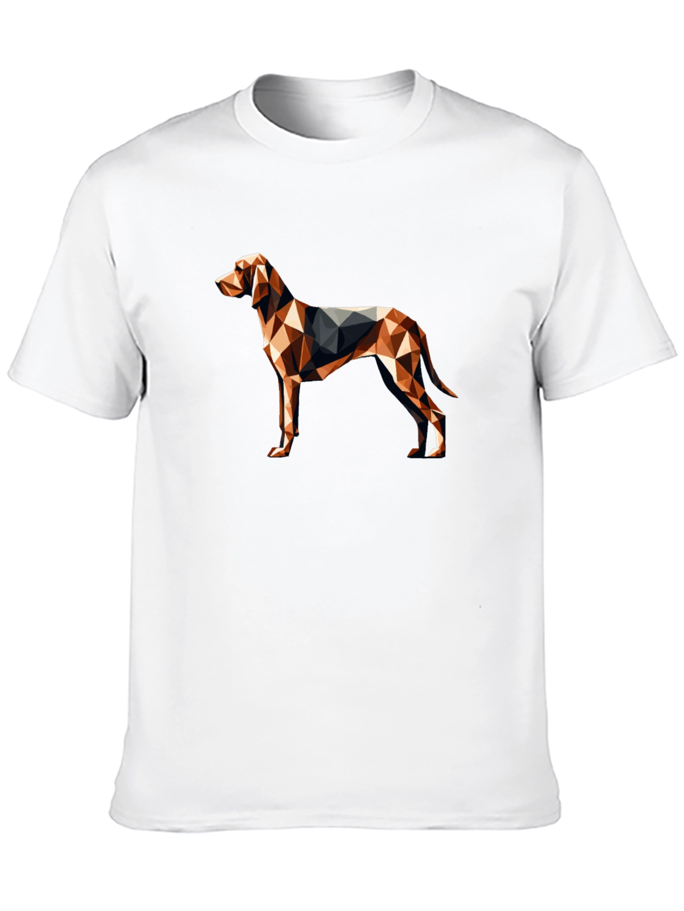 Geometric Dog Graphic Tee - Modern Mens Black T-Shirt