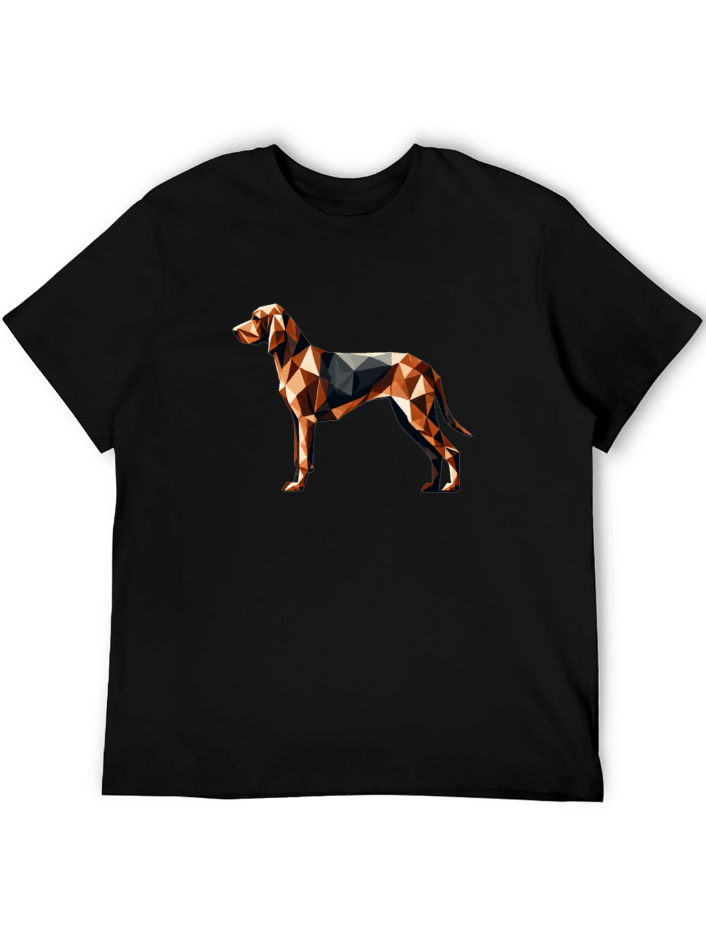 Geometric Dog Graphic Tee - Modern Mens Black T-Shirt