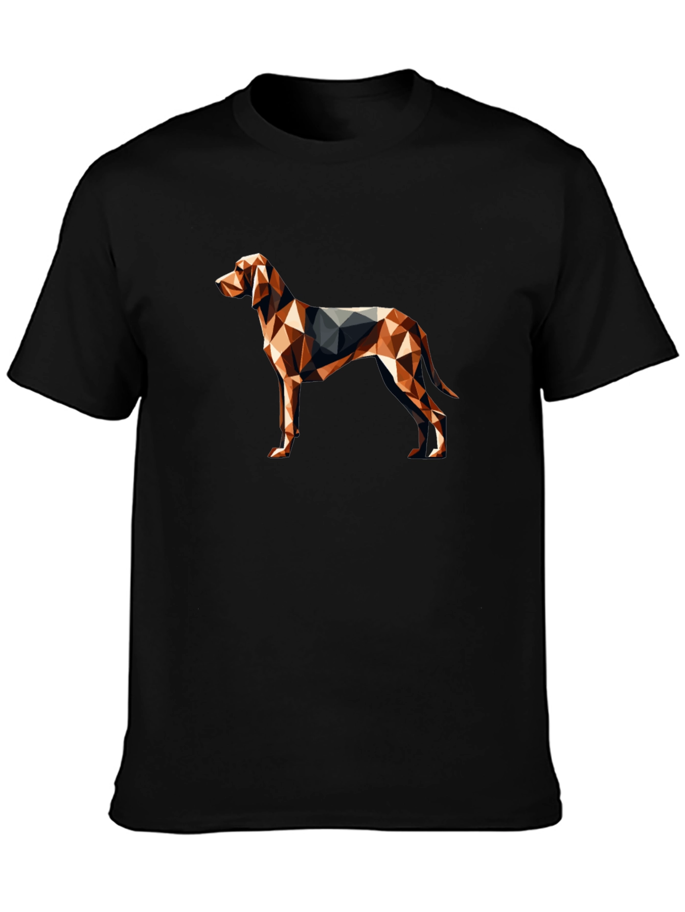 Geometric Dog Graphic Tee - Modern Mens Black T-Shirt