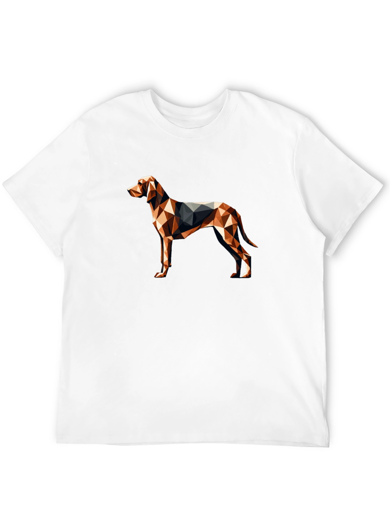 Geometric Dog Graphic Tee - Modern Mens Black T-Shirt