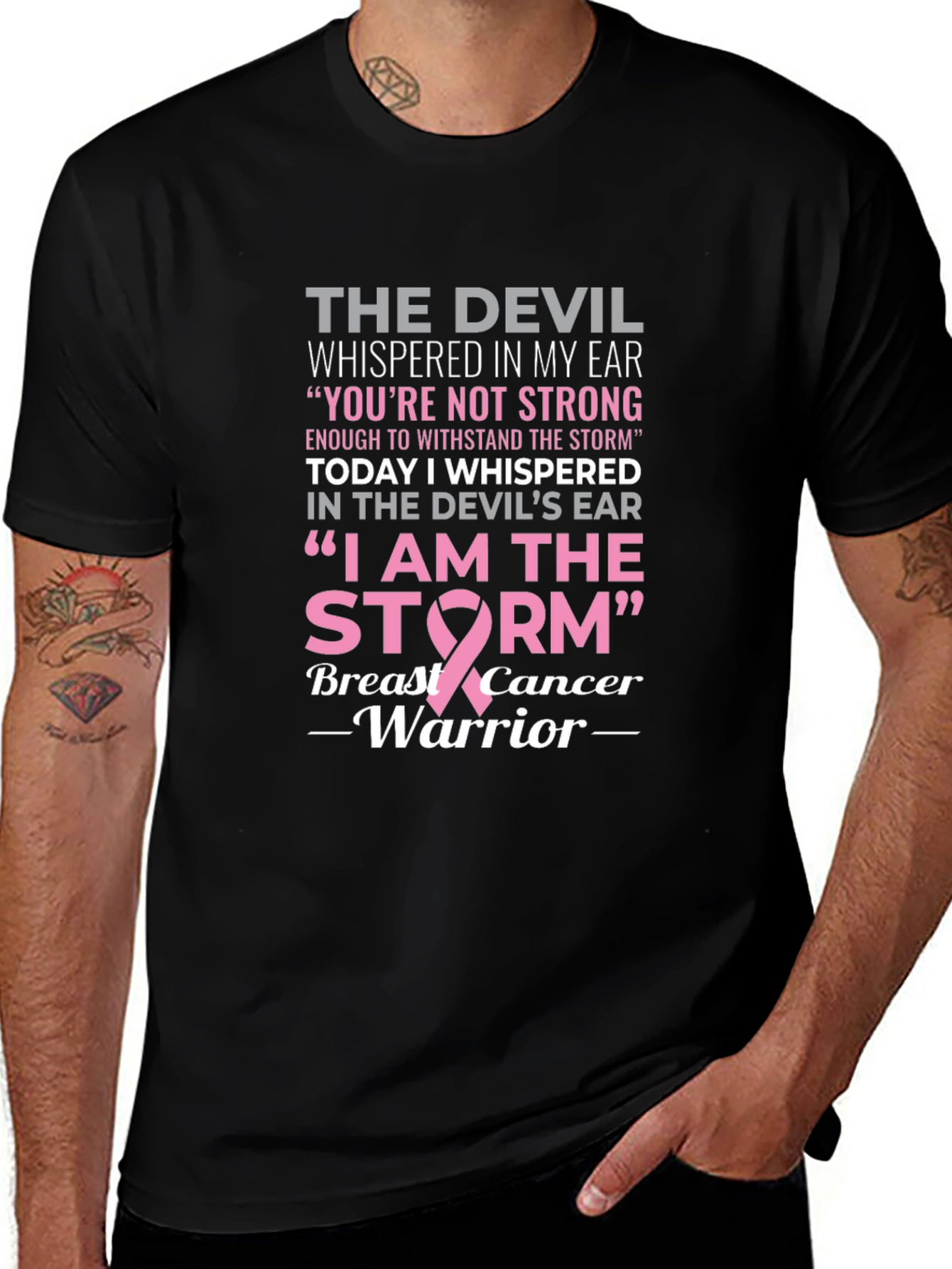Breast Cancer Warrior T-Shirt - I Am The Storm Design