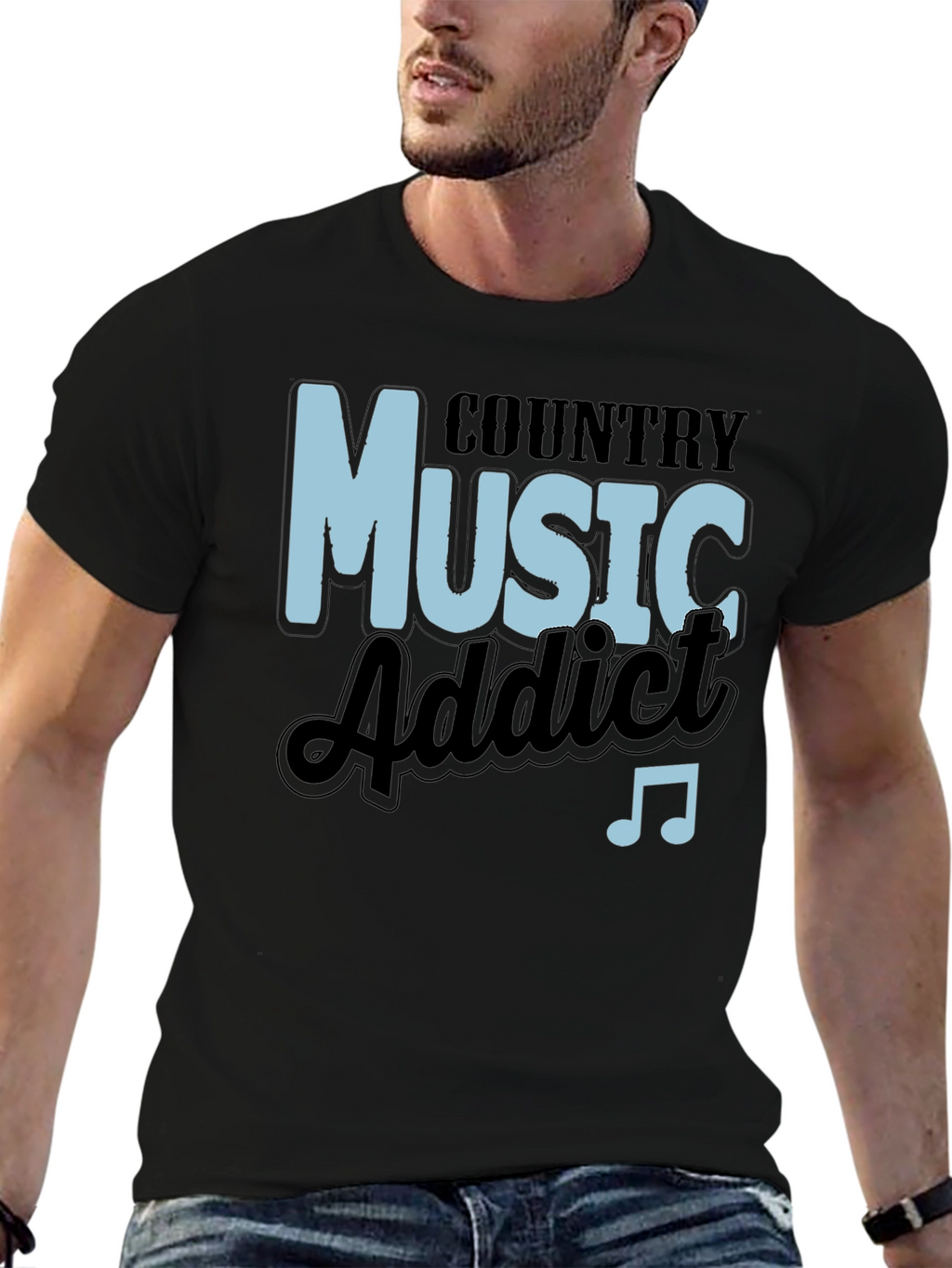 Country Music Addict Black T-Shirt