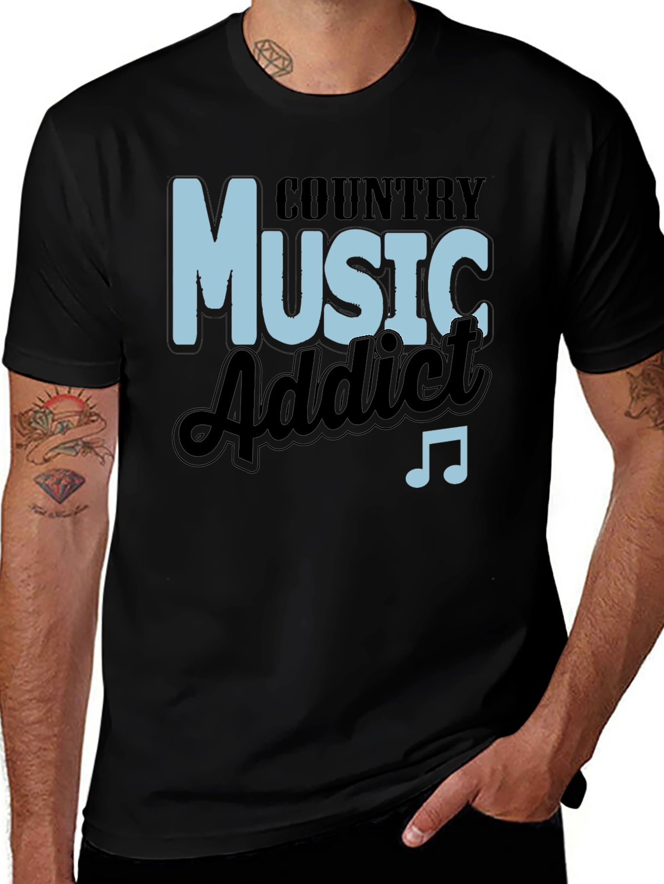 Country Music Addict Black T-Shirt