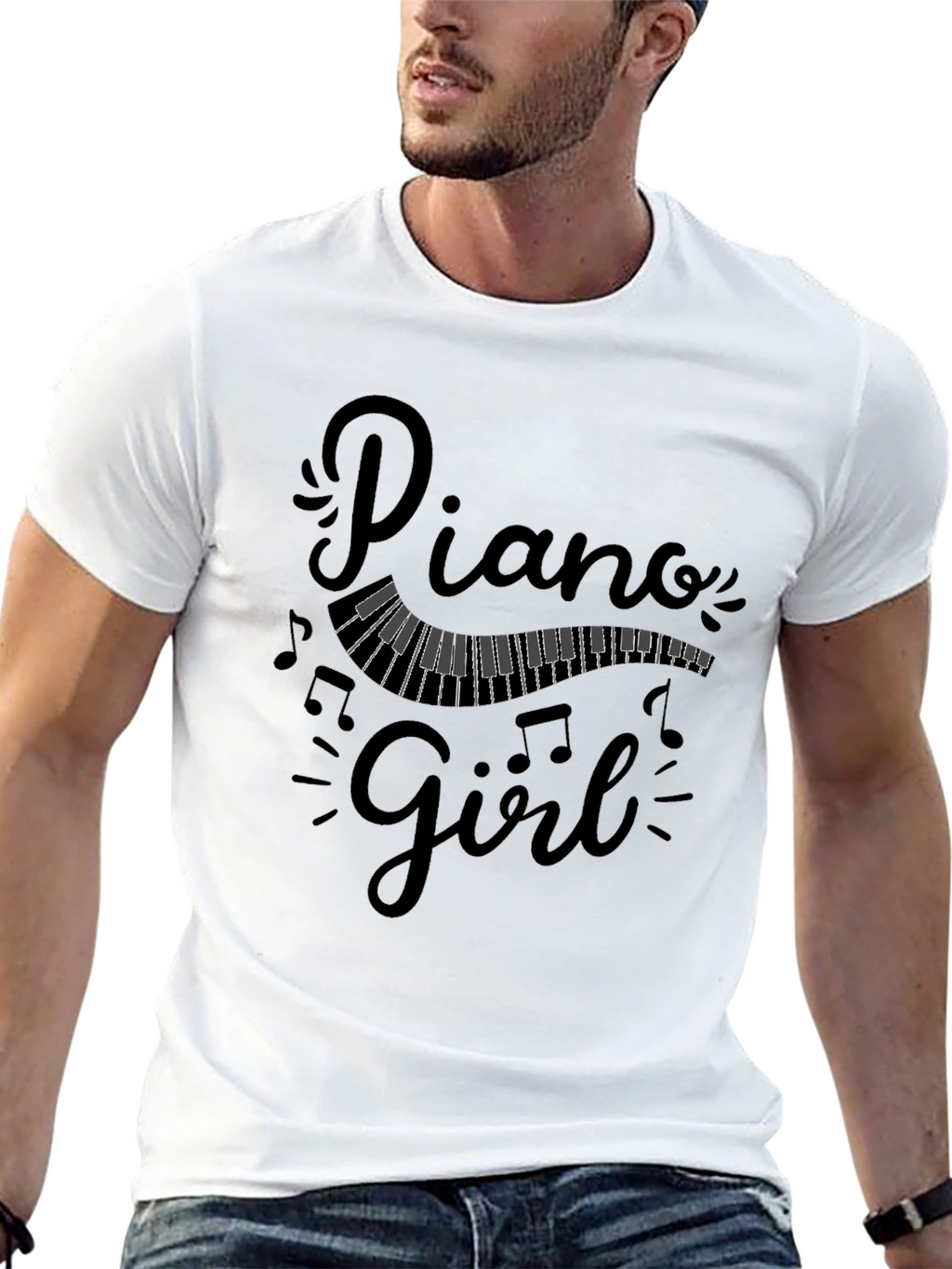 Piano Girl Graphic Tee - Music Lover T-Shirt