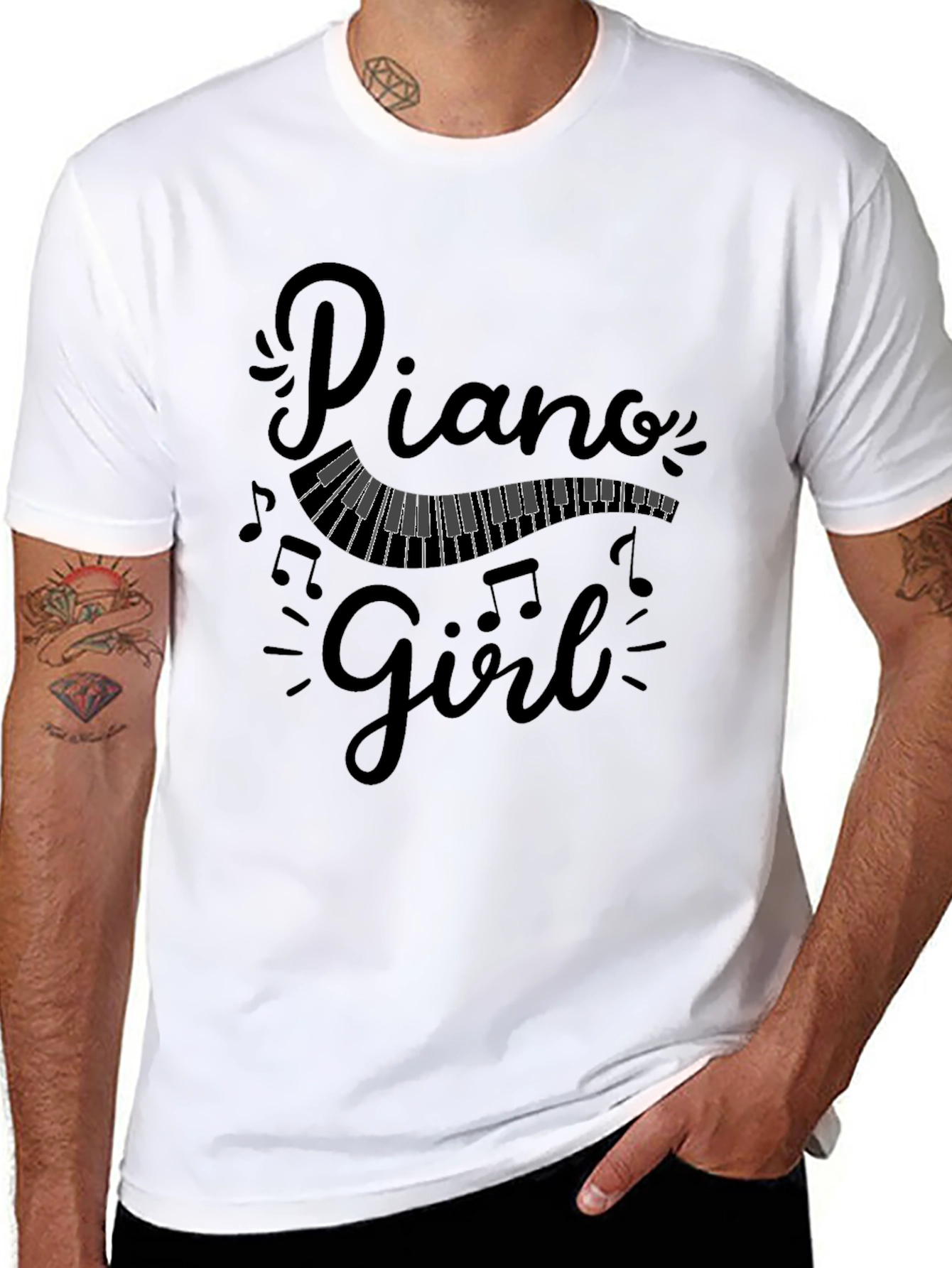 Piano Girl Graphic Tee - Music Lover T-Shirt