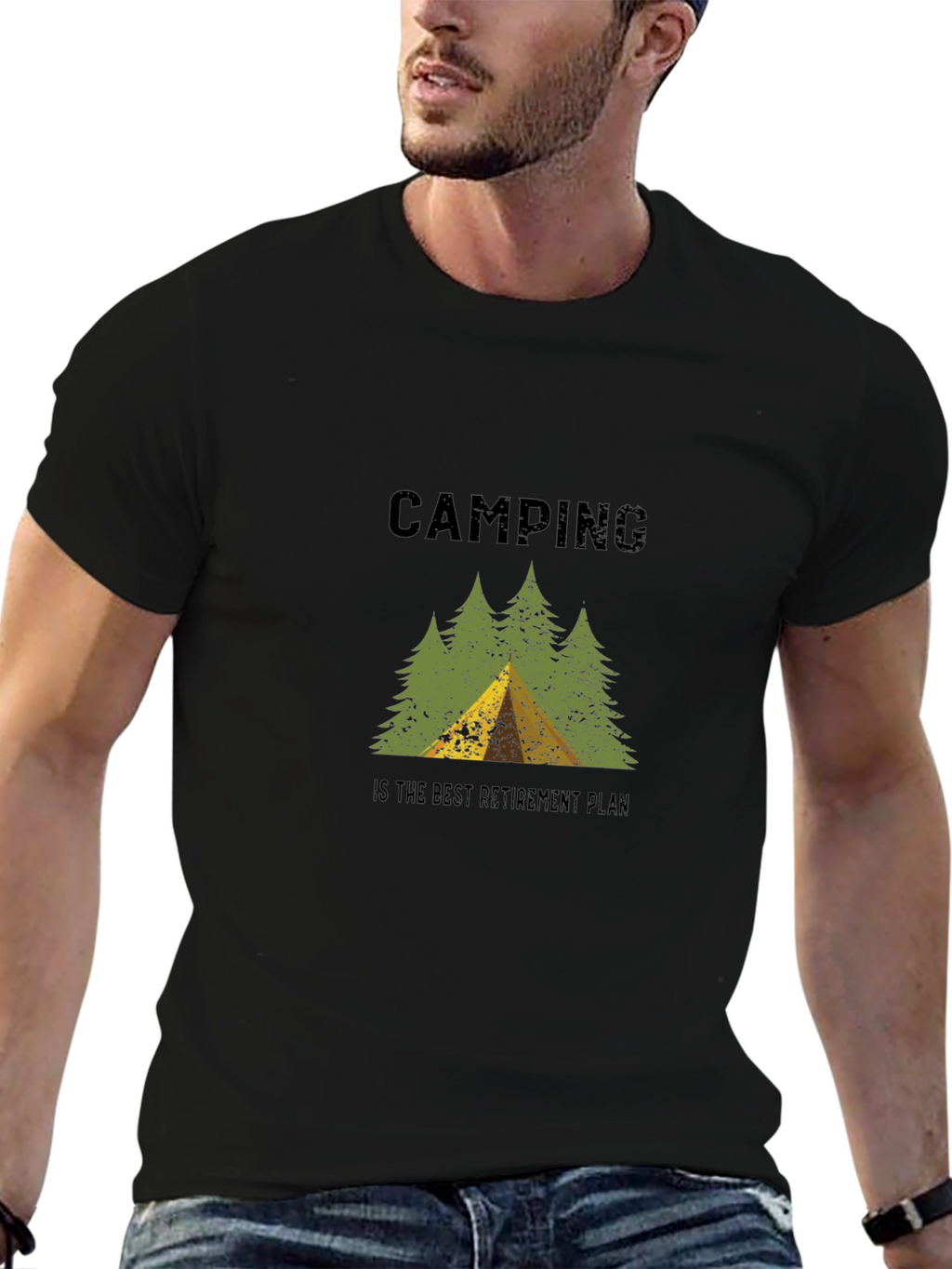 Camping Retirement Plan Graphic Tee - Black