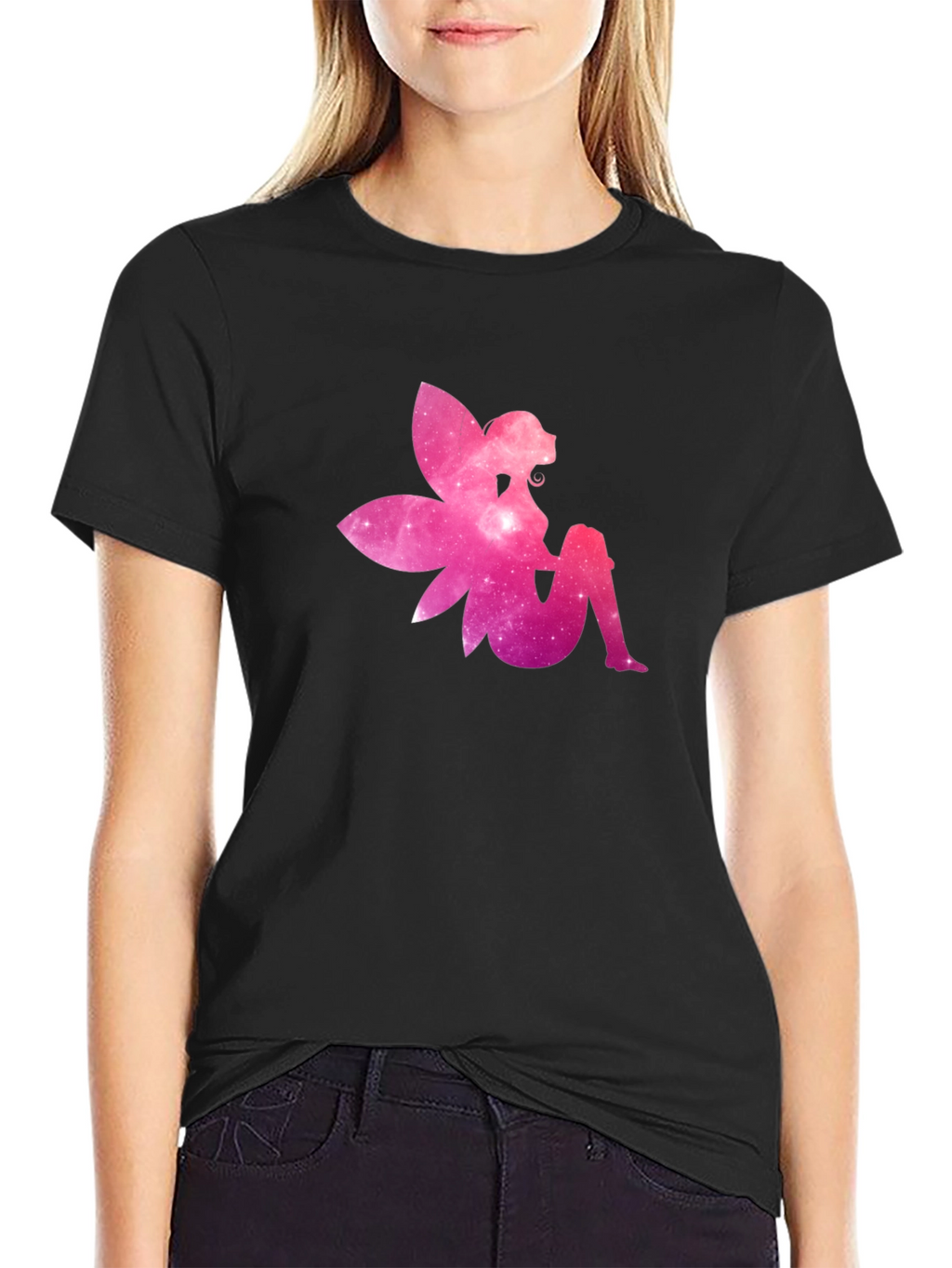 Galaxy Fairy Graphic Tee - Black Cotton T-Shirt