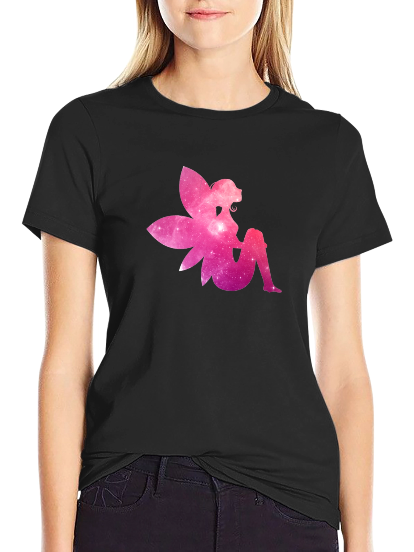 Galaxy Fairy Graphic Tee - Black Cotton T-Shirt