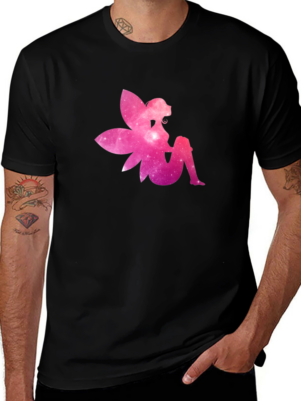 Galaxy Fairy Graphic Tee - Black Cotton T-Shirt