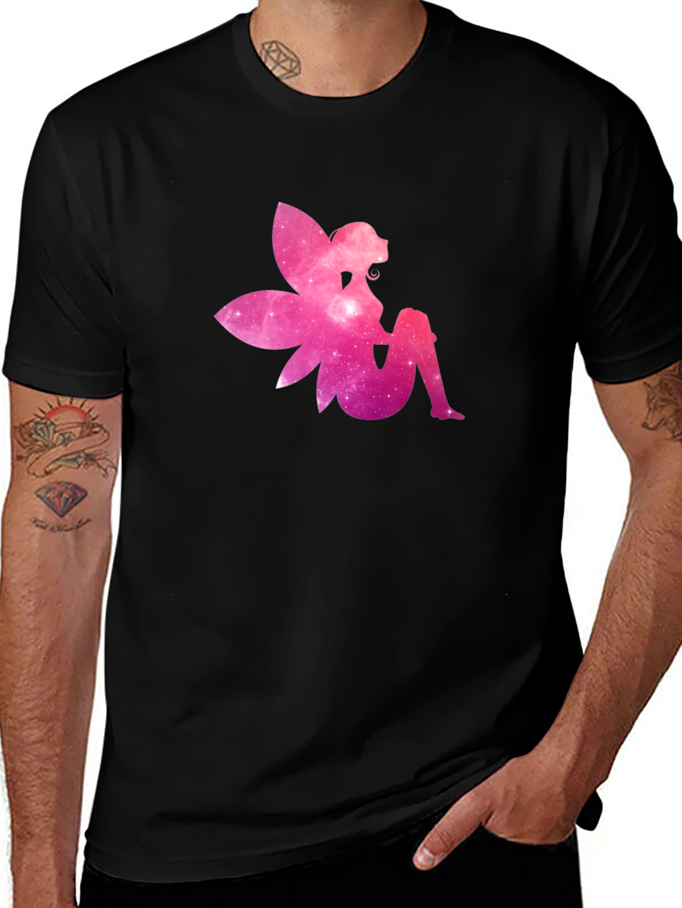 Galaxy Fairy Graphic Tee - Black Cotton T-Shirt