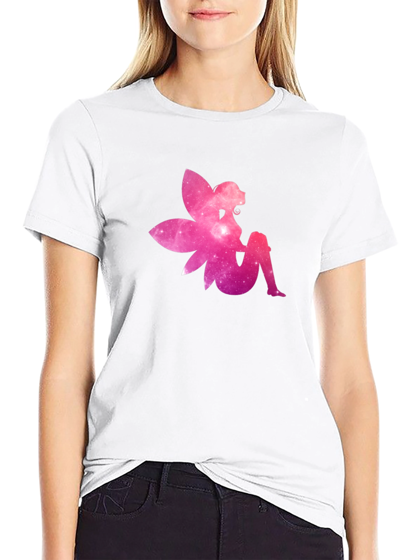 Galaxy Fairy Graphic Tee - Black Cotton T-Shirt