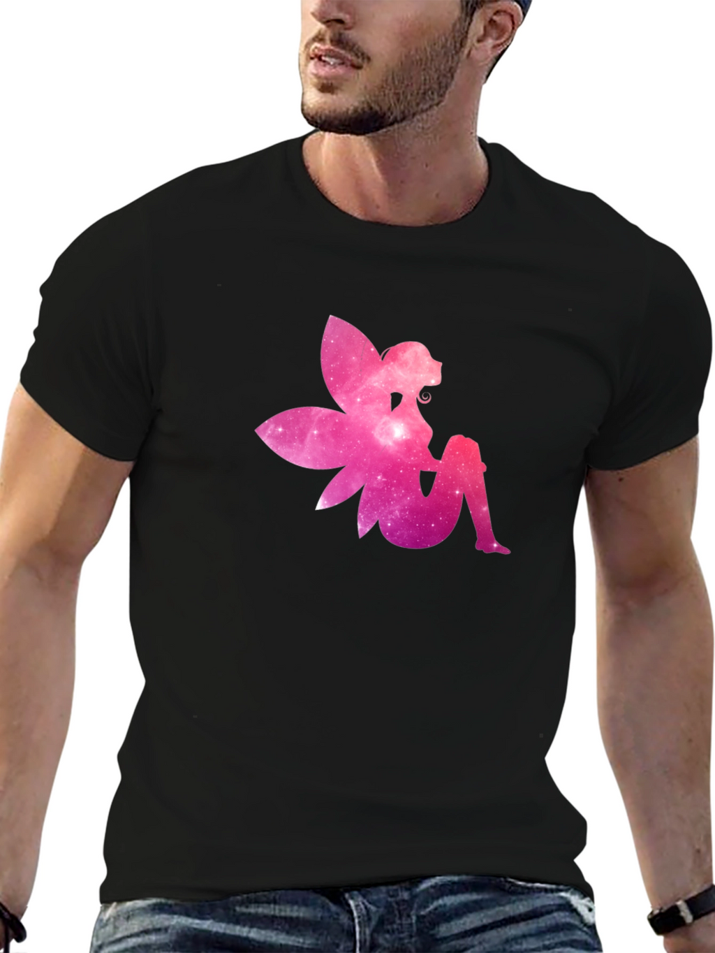 Galaxy Fairy Graphic Tee - Black Cotton T-Shirt