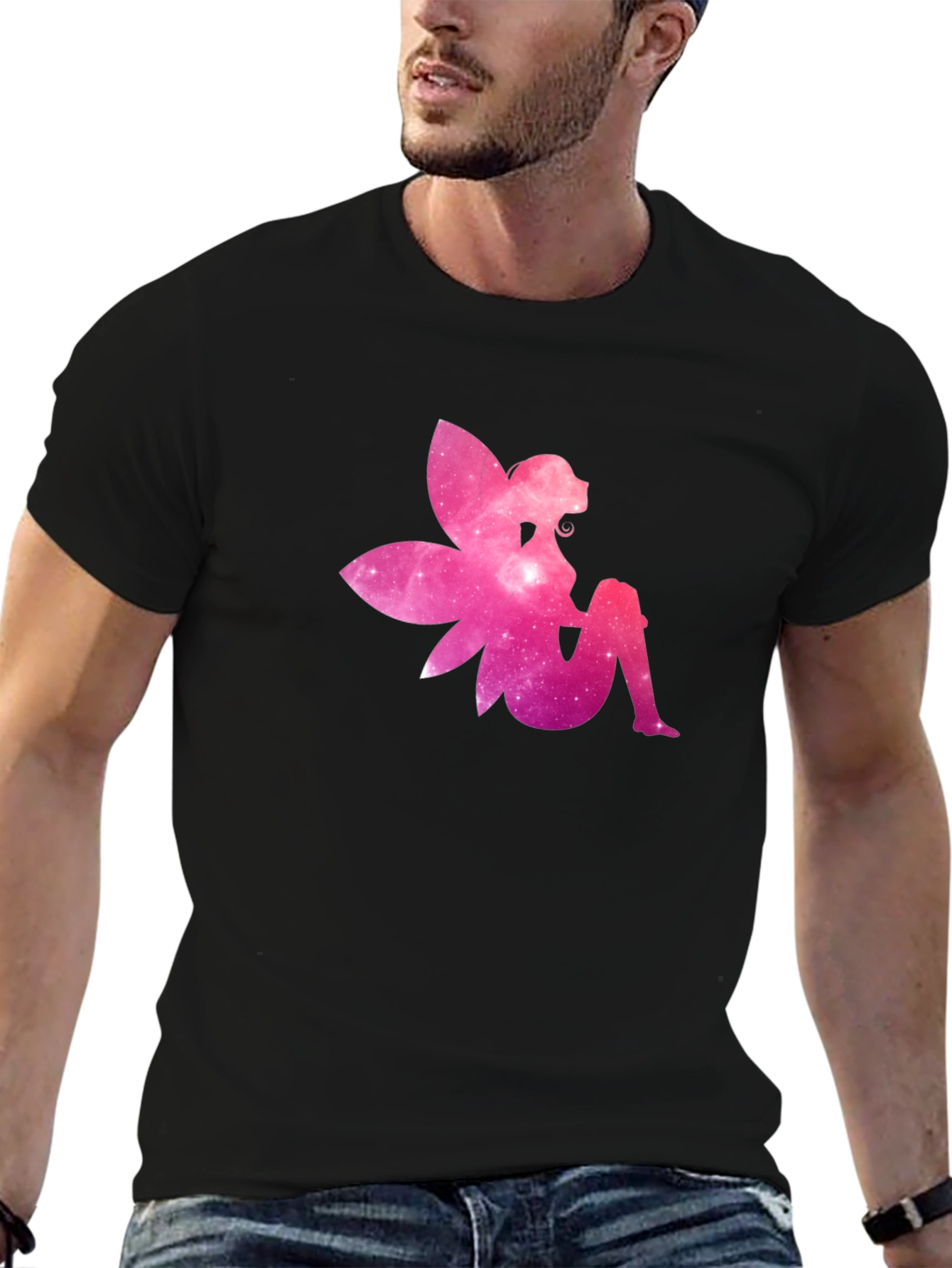 Galaxy Fairy Graphic Tee - Black Cotton T-Shirt