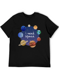 I Need Space Funny Planets T-Shirt - Black