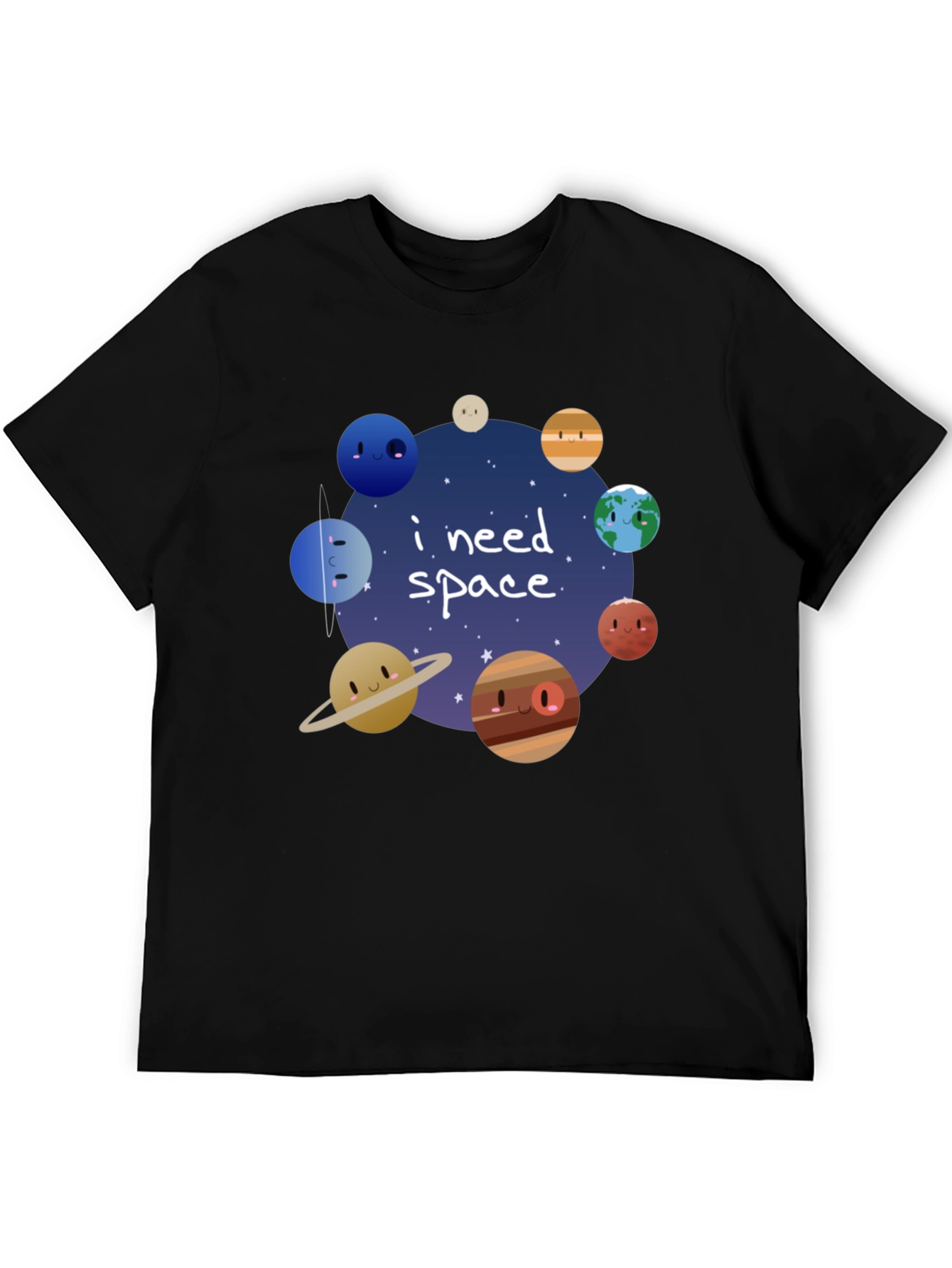 I Need Space Funny Planets T-Shirt - Black