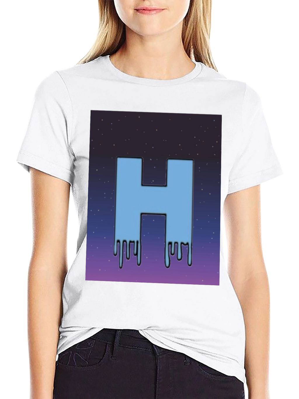 Cool H Dripping Blue Letter T-Shirt