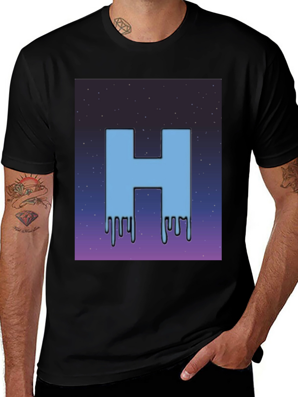 Cool H Dripping Blue Letter T-Shirt