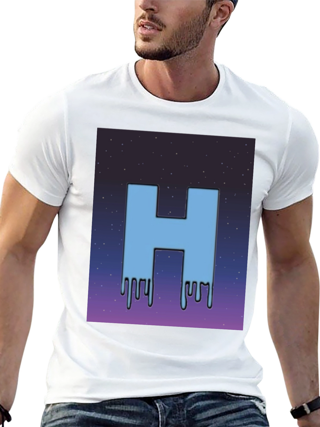 Cool H Dripping Blue Letter T-Shirt
