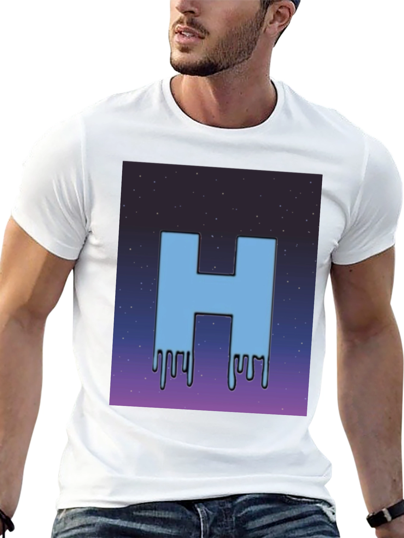 Cool H Dripping Blue Letter T-Shirt