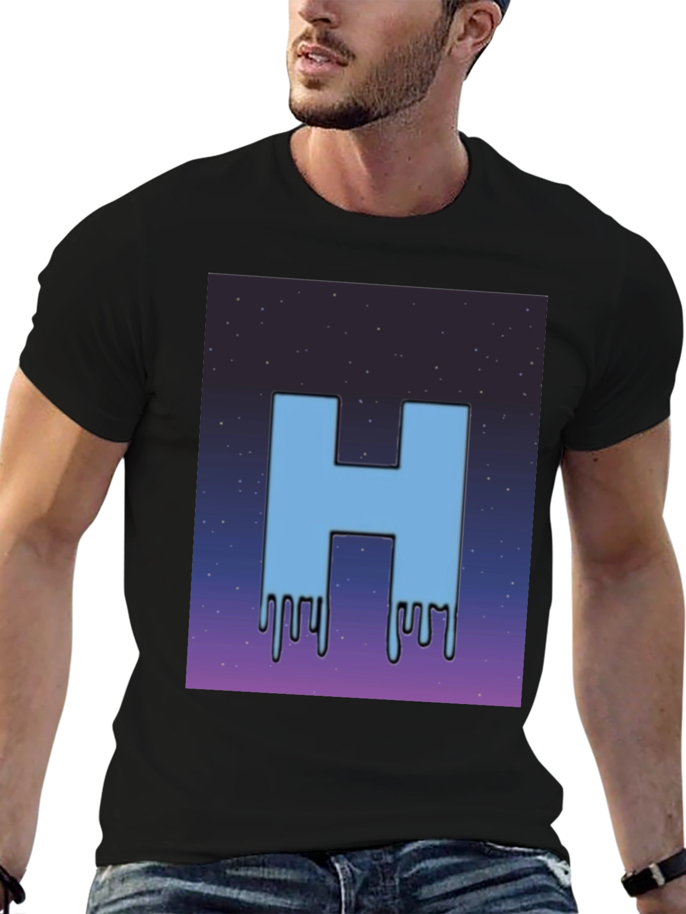 Cool H Dripping Blue Letter T-Shirt