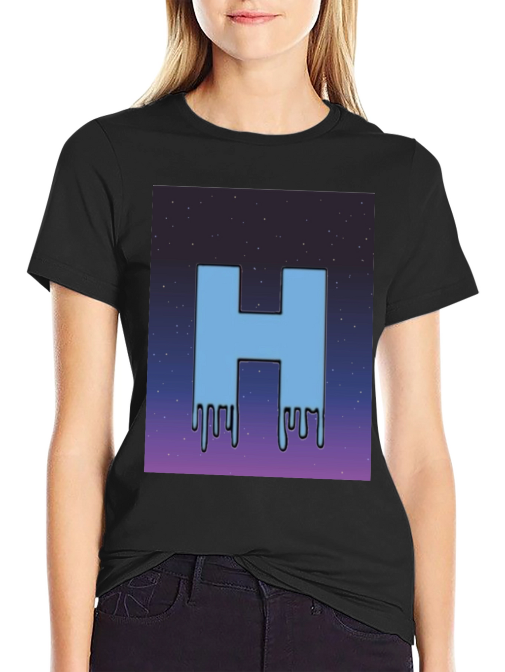 Cool H Dripping Blue Letter T-Shirt