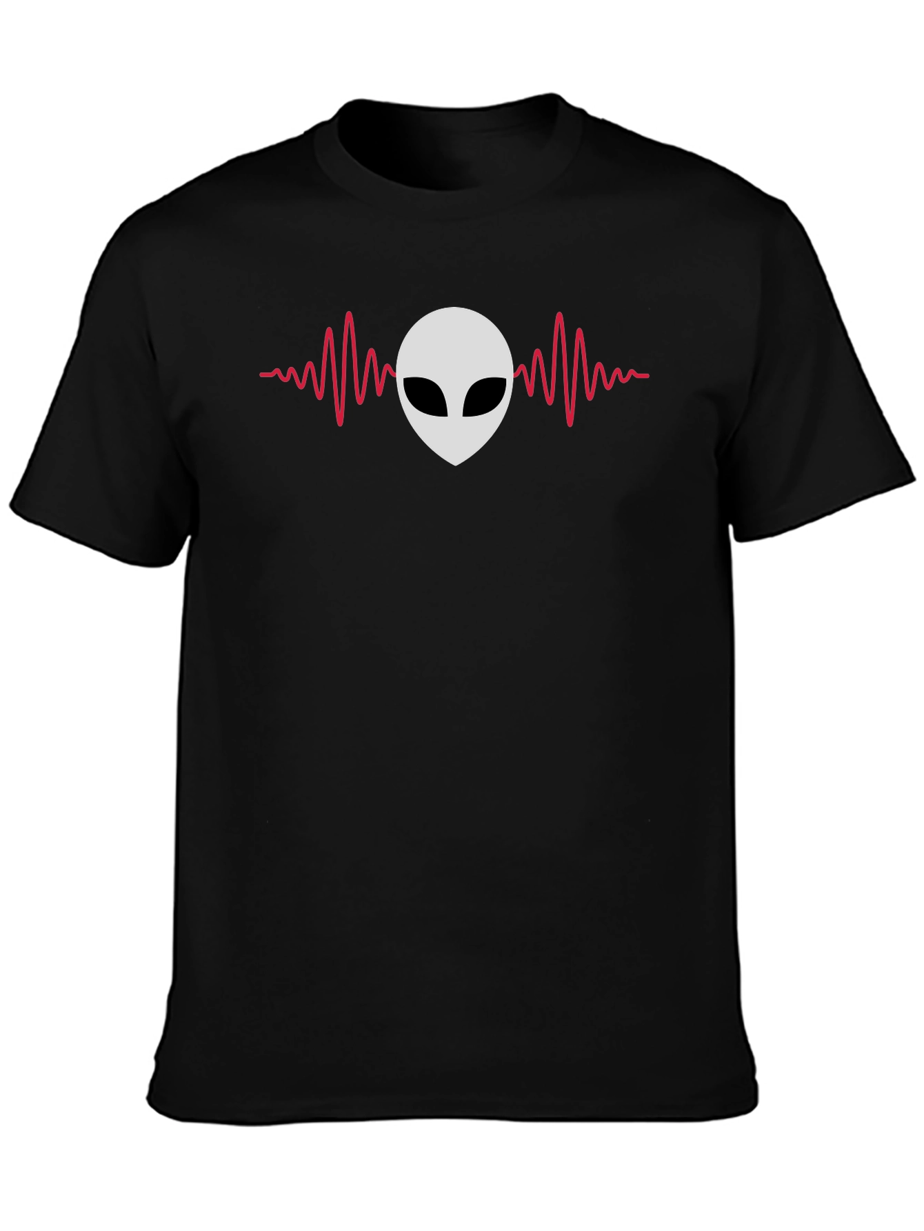 Alien Headbeat Graphic Tee - Black Cotton Comfort