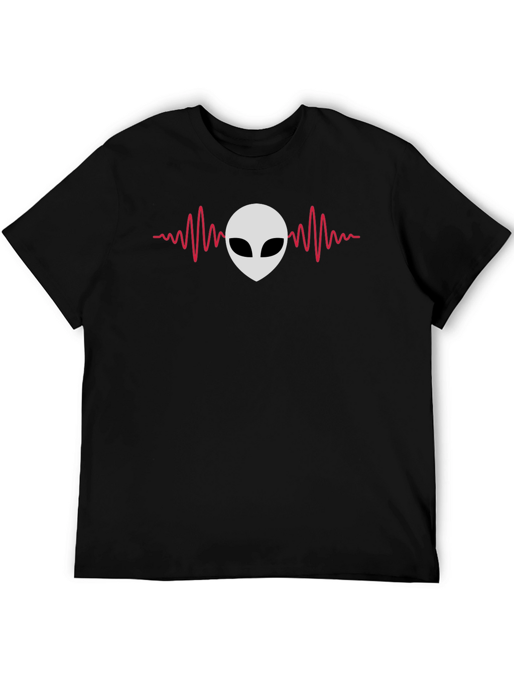 Alien Headbeat Graphic Tee - Black Cotton Comfort