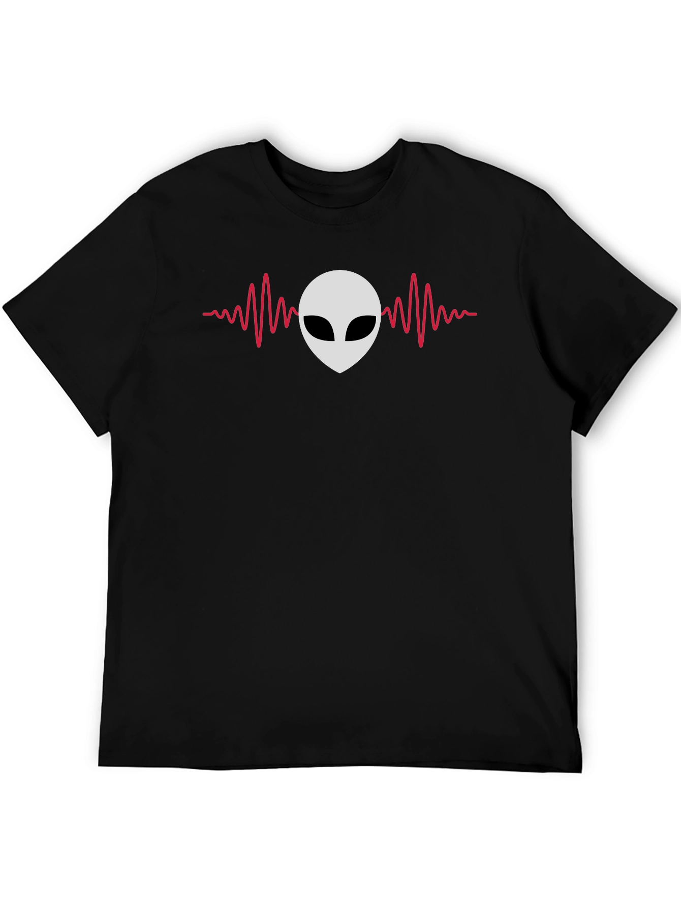 Alien Headbeat Graphic Tee - Black Cotton Comfort