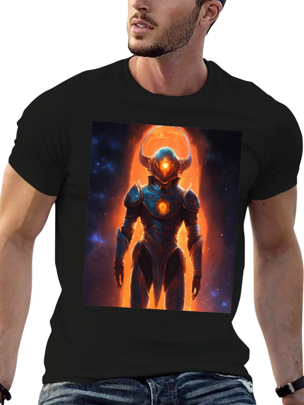 Sci-Fi Warrior Graphic Tee - Mens Black T-Shirt