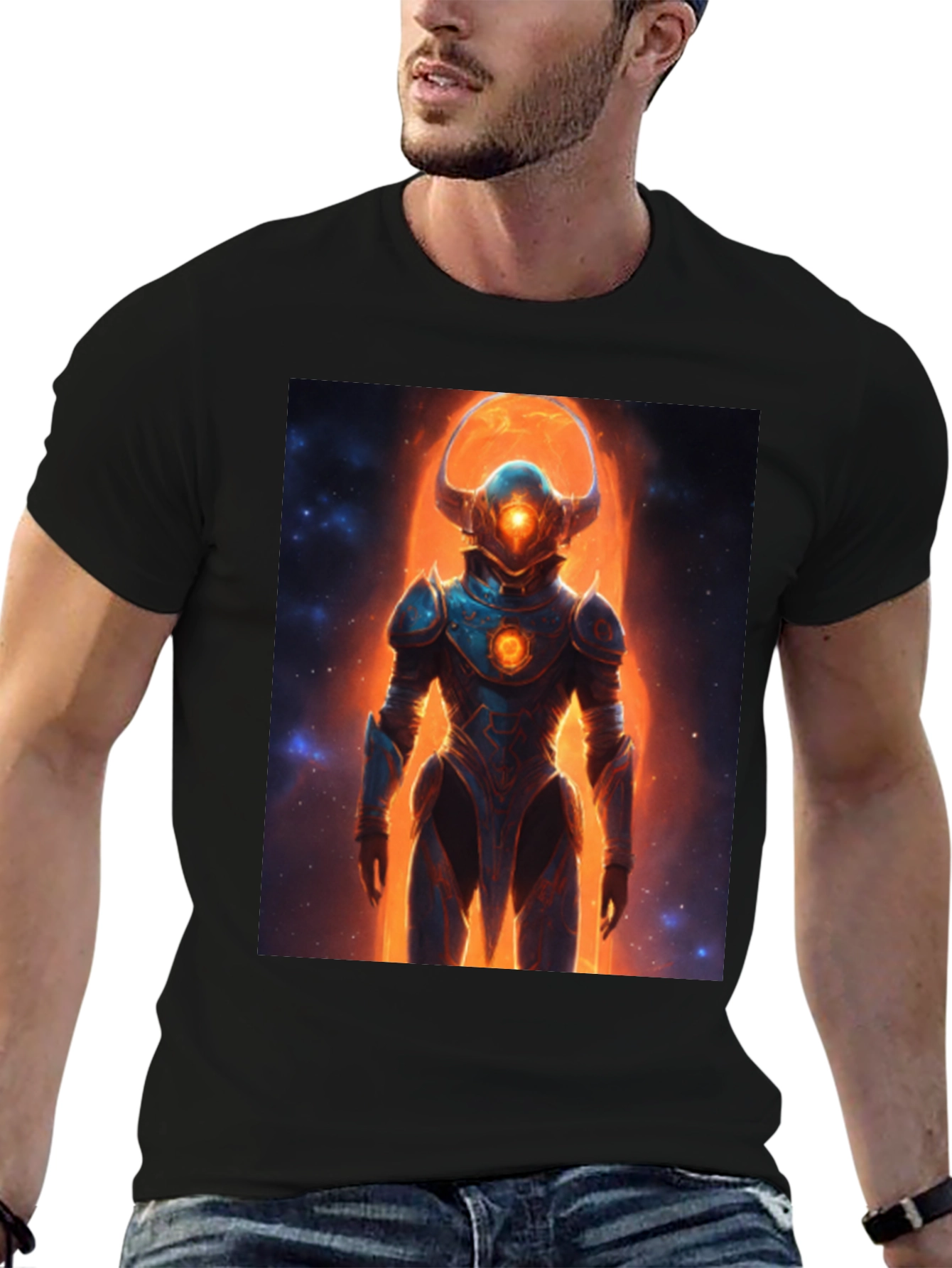 Sci-Fi Warrior Graphic Tee - Mens Black T-Shirt