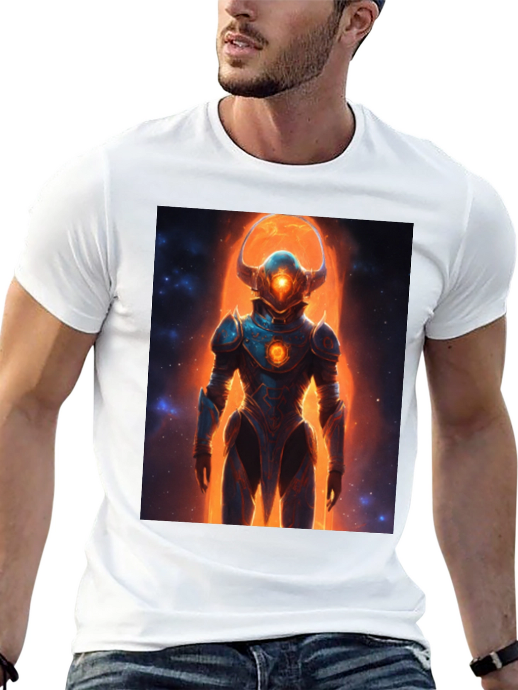 Sci-Fi Warrior Graphic Tee - Mens Black T-Shirt