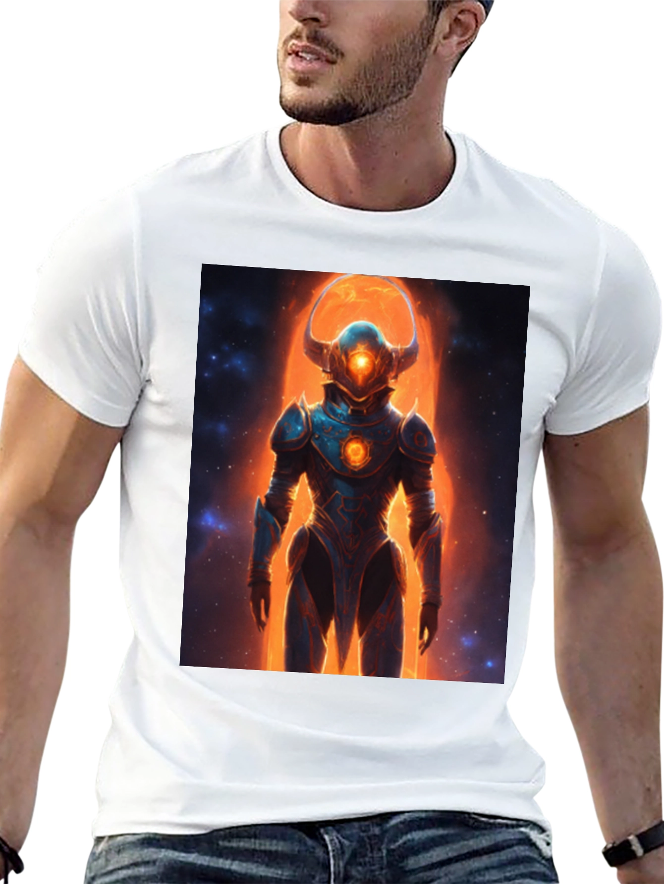 Sci-Fi Warrior Graphic Tee - Mens Black T-Shirt