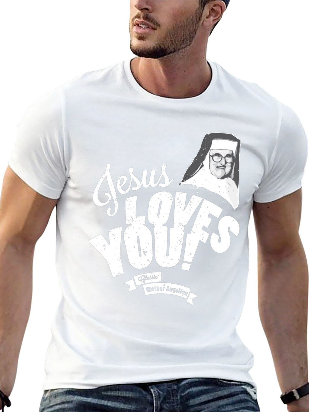 Jesus Loves You! Mother Angelica Black T-Shirt